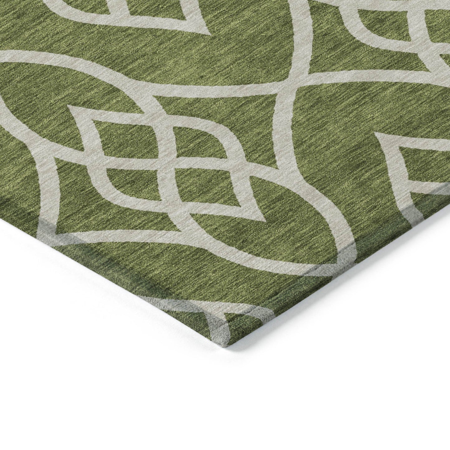 Tabselect Home Line 5' X 8' Olive Green And Ivory Trellis Washable Indoor Outdoor Area Rug