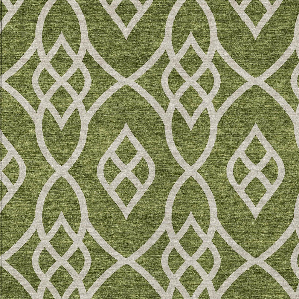 Tabselect Home Line 5' X 8' Olive Green And Ivory Trellis Washable Indoor Outdoor Area Rug