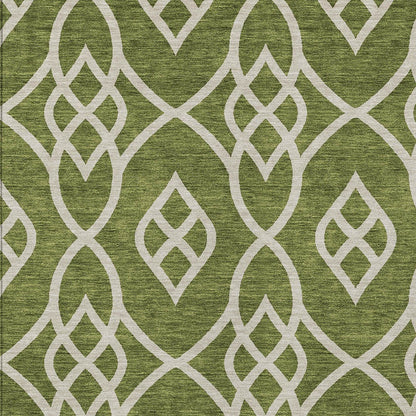 Tabselect Home Line 5' X 8' Olive Green And Ivory Trellis Washable Indoor Outdoor Area Rug