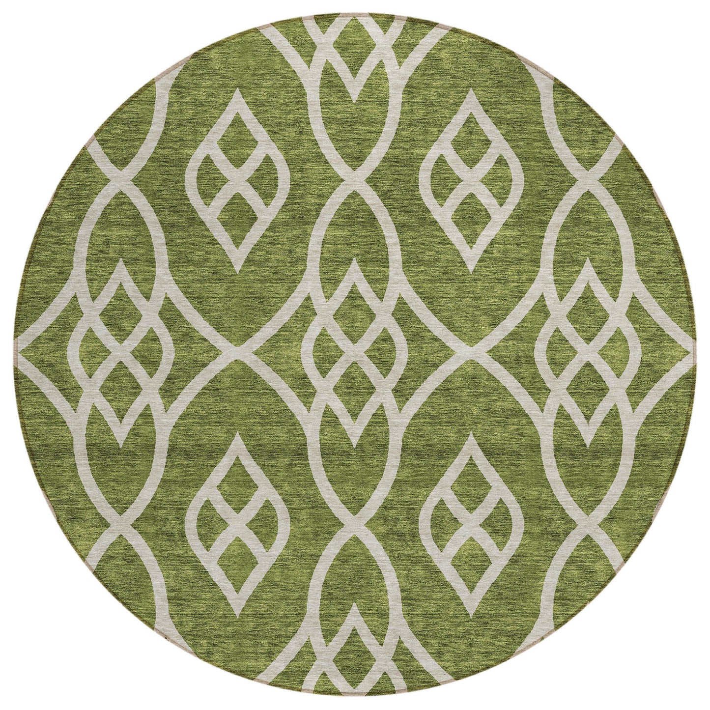 Tabselect Home Line 8' Olive Green And Ivory Round Trellis Washable Indoor Outdoor Area Rug