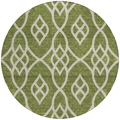 Tabselect Home Line 8' Olive Green And Ivory Round Trellis Washable Indoor Outdoor Area Rug