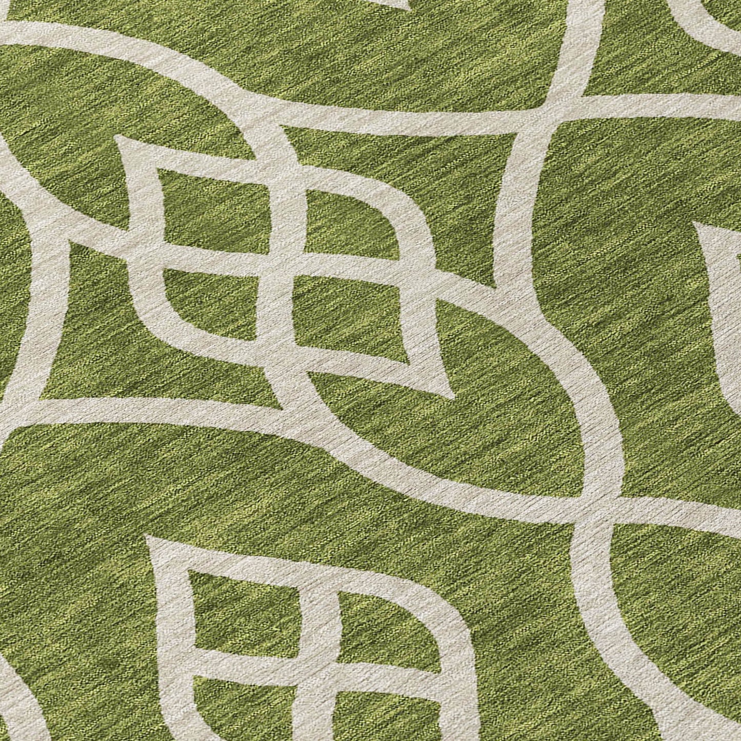 Tabselect Home Line 8' Olive Green And Ivory Round Trellis Washable Indoor Outdoor Area Rug