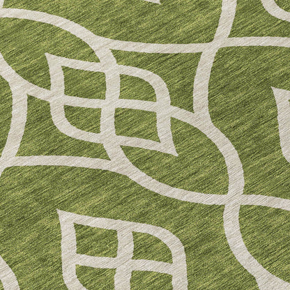 Tabselect Home Line 8' Olive Green And Ivory Round Trellis Washable Indoor Outdoor Area Rug