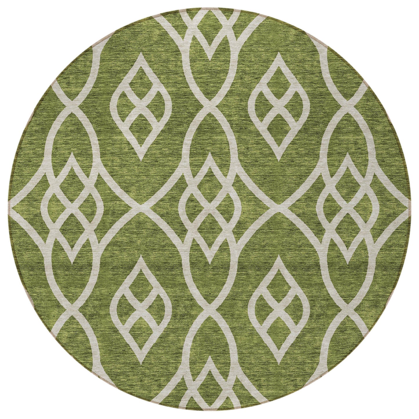 Tabselect Home Line 8' Olive Green And Ivory Round Trellis Washable Indoor Outdoor Area Rug