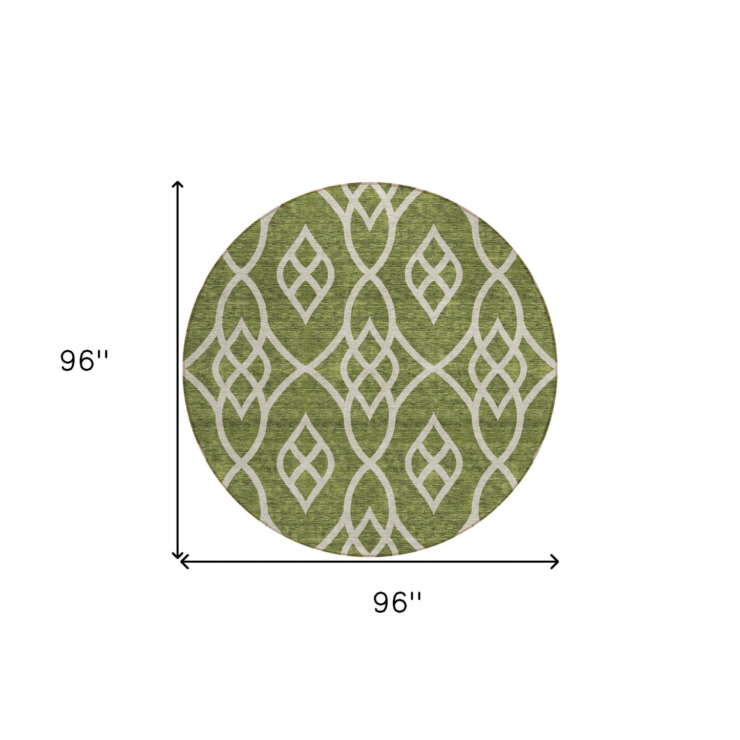 Tabselect Home Line 8' Olive Green And Ivory Round Trellis Washable Indoor Outdoor Area Rug