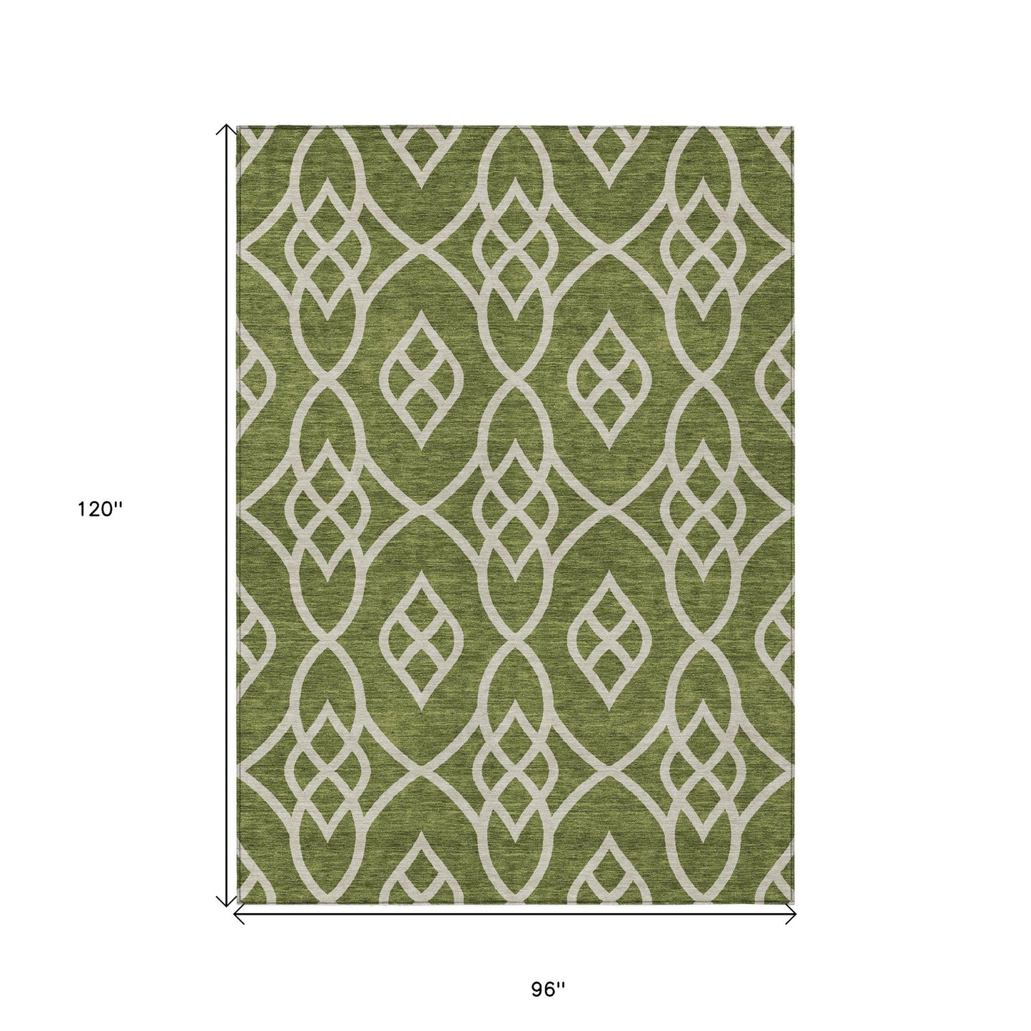 Tabselect Home Line 8' X 10' Olive Green And Ivory Trellis Washable Indoor Outdoor Area Rug