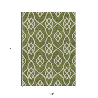 Tabselect Home Line 8' X 10' Olive Green And Ivory Trellis Washable Indoor Outdoor Area Rug