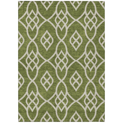 Tabselect Home Line 8' X 10' Olive Green And Ivory Trellis Washable Indoor Outdoor Area Rug