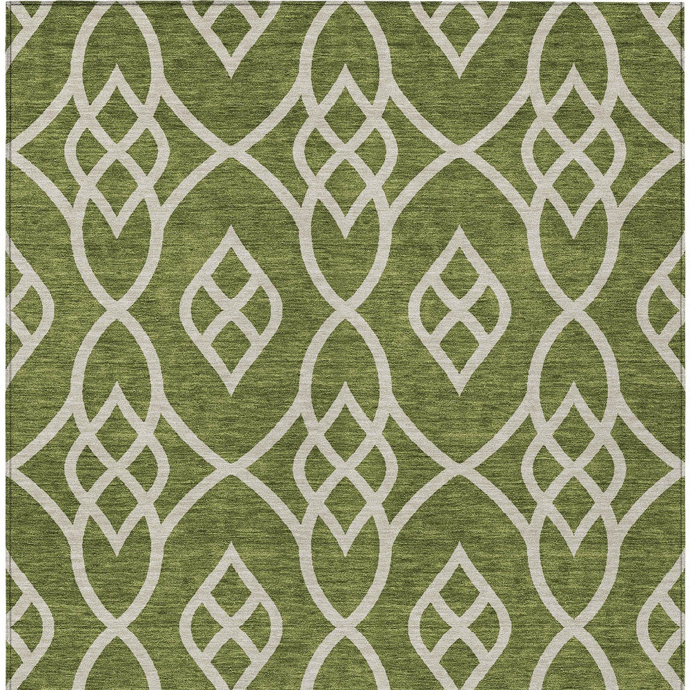 Tabselect Home Line 8' X 10' Olive Green And Ivory Trellis Washable Indoor Outdoor Area Rug