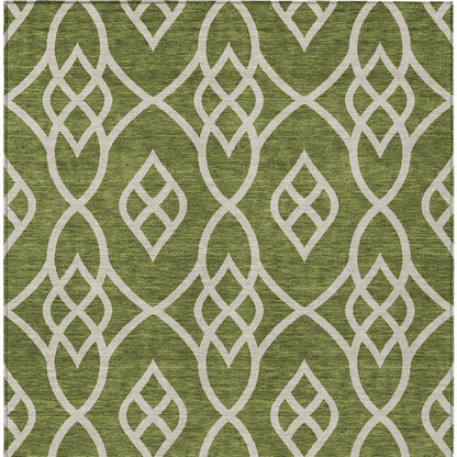Tabselect Home Line 8' X 10' Olive Green And Ivory Trellis Washable Indoor Outdoor Area Rug