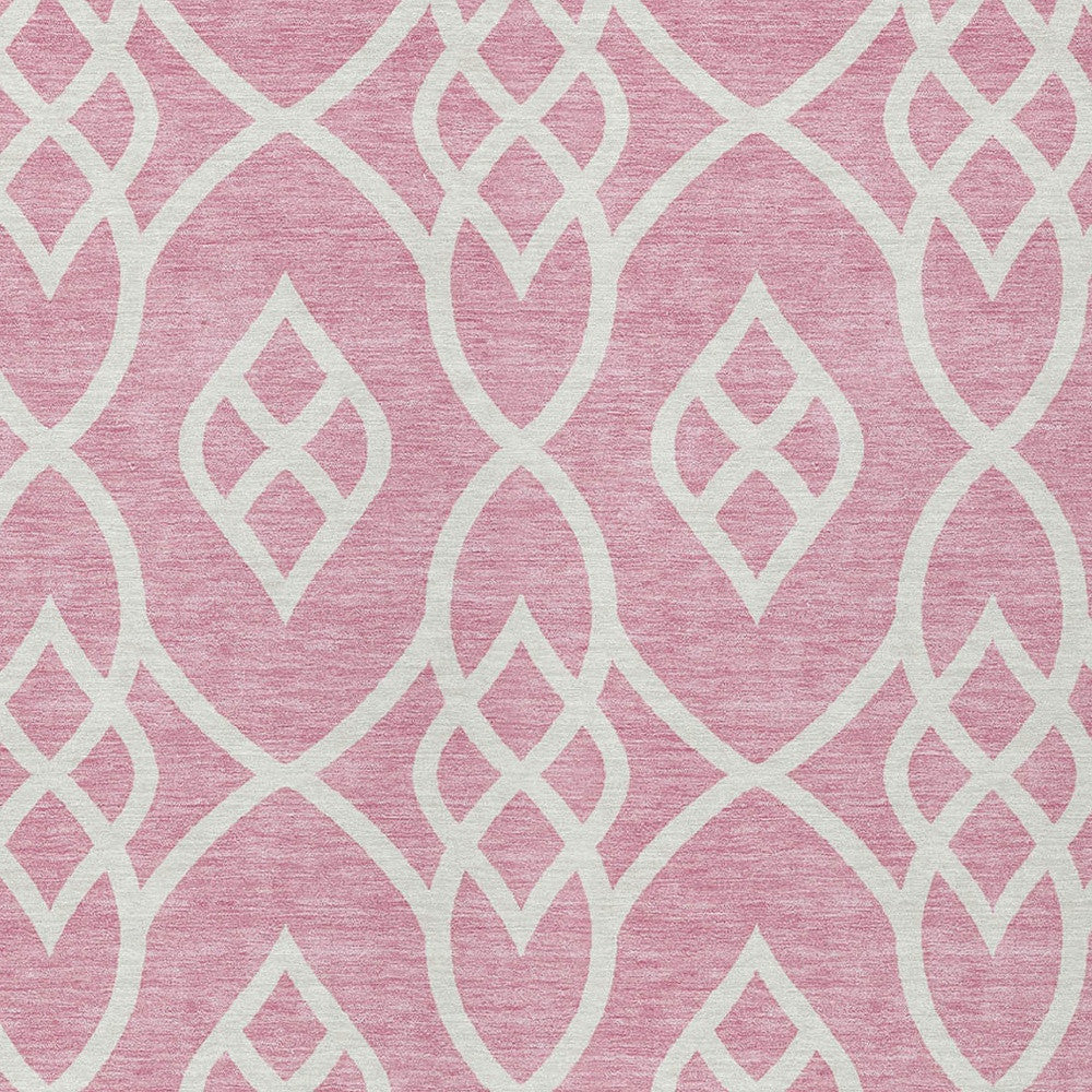 Tabselect Home Line 5' X 8' Pink And Ivory Trellis Washable Indoor Outdoor Area Rug