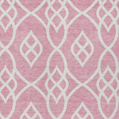 Tabselect Home Line 5' X 8' Pink And Ivory Trellis Washable Indoor Outdoor Area Rug