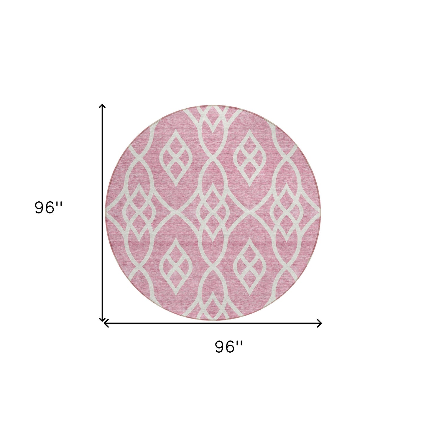 Tabselect Home Line 8' Pink And Ivory Round Trellis Washable Indoor Outdoor Area Rug