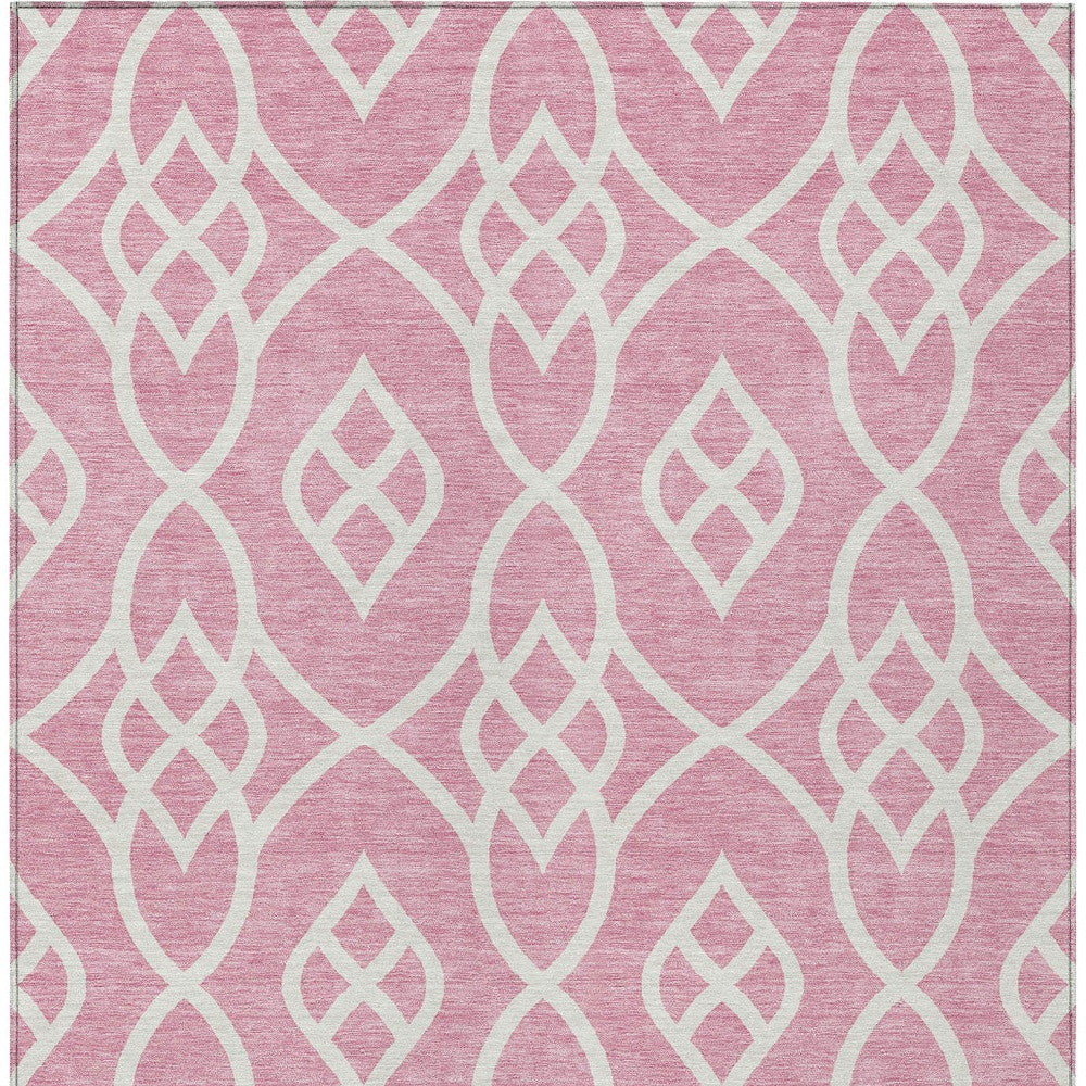 Tabselect Home Line 8' X 10' Pink And Ivory Trellis Washable Indoor Outdoor Area Rug