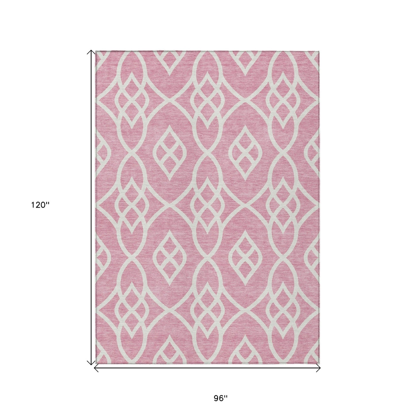 Tabselect Home Line 8' X 10' Pink And Ivory Trellis Washable Indoor Outdoor Area Rug