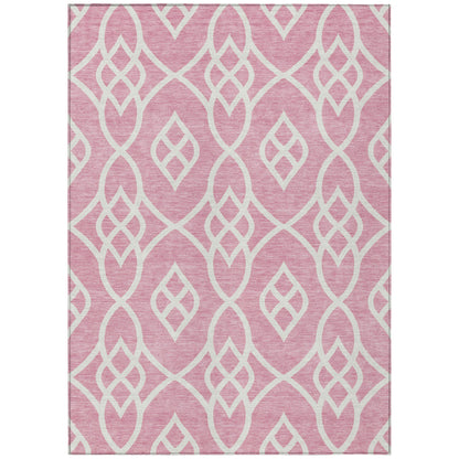 Tabselect Home Line 8' X 10' Pink And Ivory Trellis Washable Indoor Outdoor Area Rug