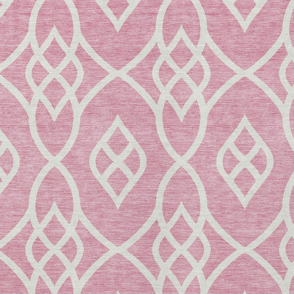Tabselect Home Line 8' X 10' Pink And Ivory Trellis Washable Indoor Outdoor Area Rug
