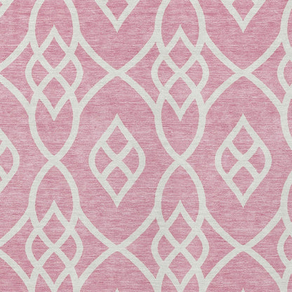 Tabselect Home Line 8' X 10' Pink And Ivory Trellis Washable Indoor Outdoor Area Rug