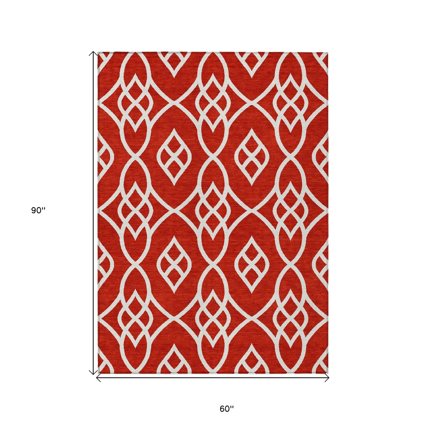 Tabselect Home Line 5' X 8' Red And Ivory Trellis Washable Indoor Outdoor Area Rug
