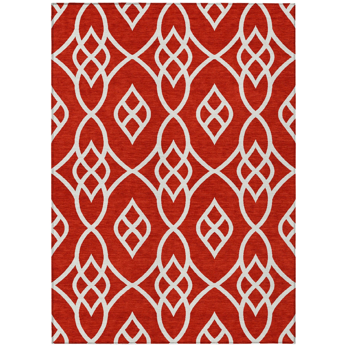 Tabselect Home Line 5' X 8' Red And Ivory Trellis Washable Indoor Outdoor Area Rug