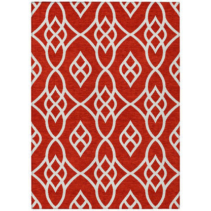 Tabselect Home Line 5' X 8' Red And Ivory Trellis Washable Indoor Outdoor Area Rug