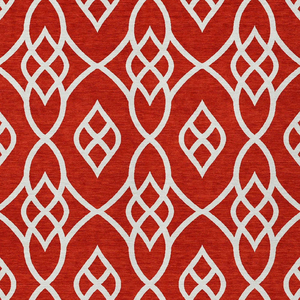 Tabselect Home Line 5' X 8' Red And Ivory Trellis Washable Indoor Outdoor Area Rug
