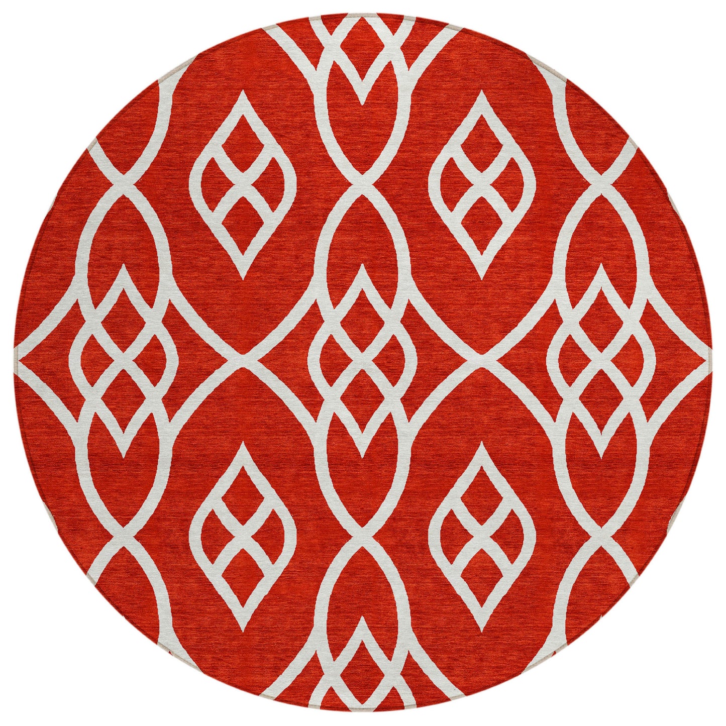 Tabselect Home Line 8' Red And Ivory Round Trellis Washable Indoor Outdoor Area Rug