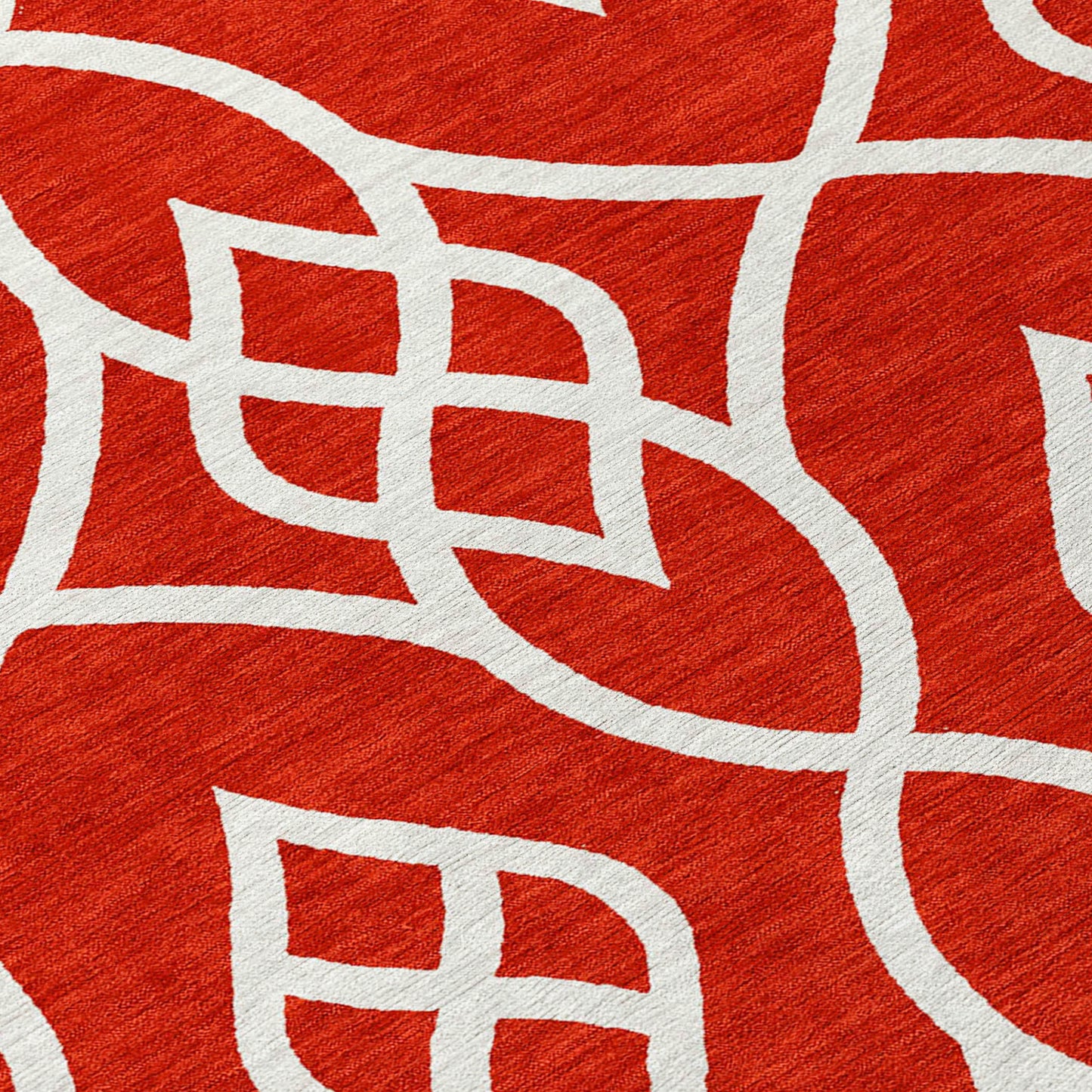 Tabselect Home Line 8' Red And Ivory Round Trellis Washable Indoor Outdoor Area Rug