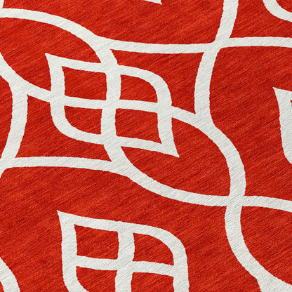 Tabselect Home Line 8' Red And Ivory Round Trellis Washable Indoor Outdoor Area Rug