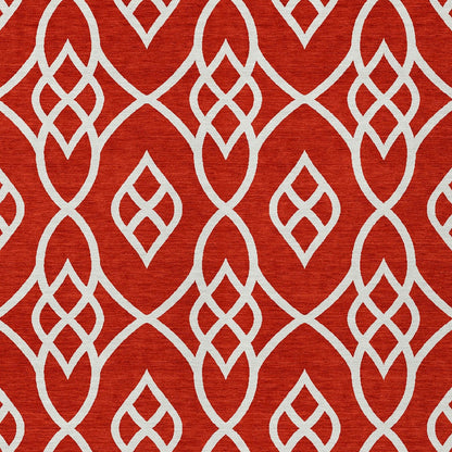 Tabselect Home Line 8' X 10' Red And Ivory Trellis Washable Indoor Outdoor Area Rug
