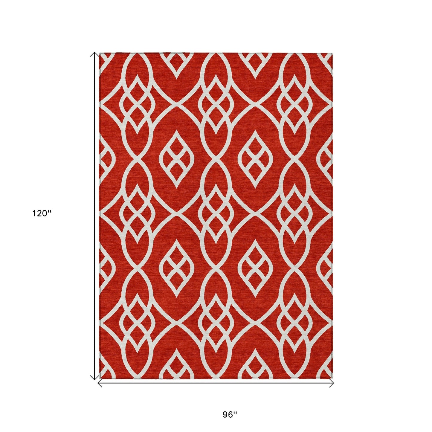 Tabselect Home Line 8' X 10' Red And Ivory Trellis Washable Indoor Outdoor Area Rug