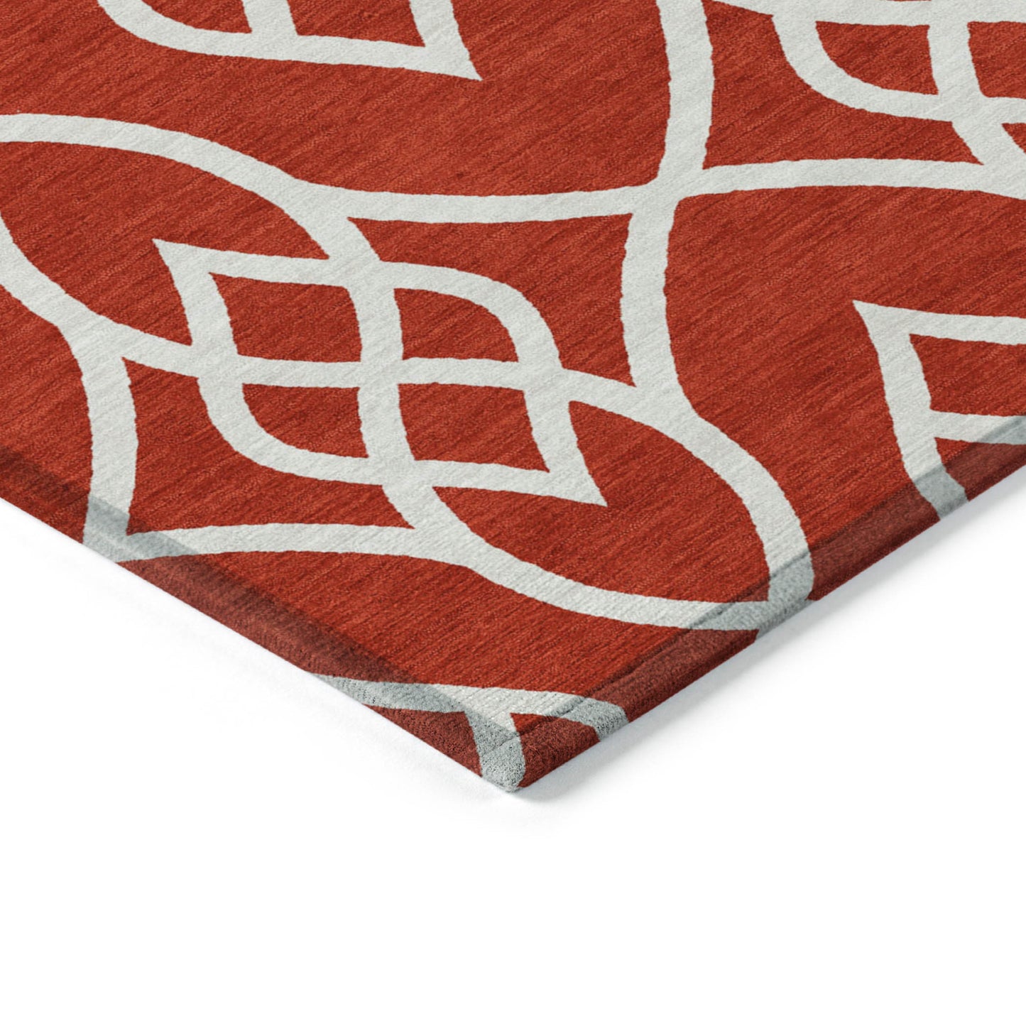 Tabselect Home Line 8' X 10' Red And Ivory Trellis Washable Indoor Outdoor Area Rug