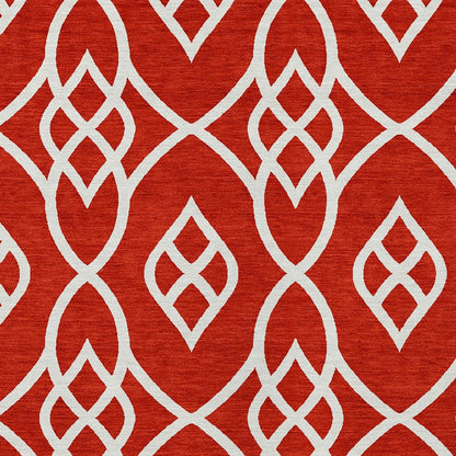 Tabselect Home Line 8' X 10' Red And Ivory Trellis Washable Indoor Outdoor Area Rug