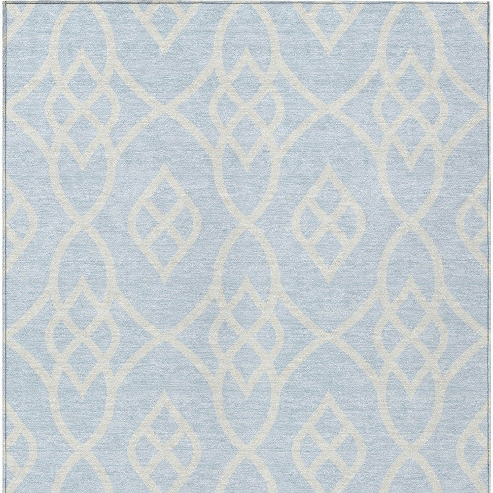 Tabselect Home Line 5' X 8' Sky Blue And Ivory Trellis Washable Indoor Outdoor Area Rug