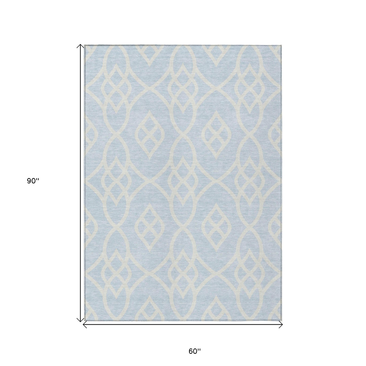 Tabselect Home Line 5' X 8' Sky Blue And Ivory Trellis Washable Indoor Outdoor Area Rug