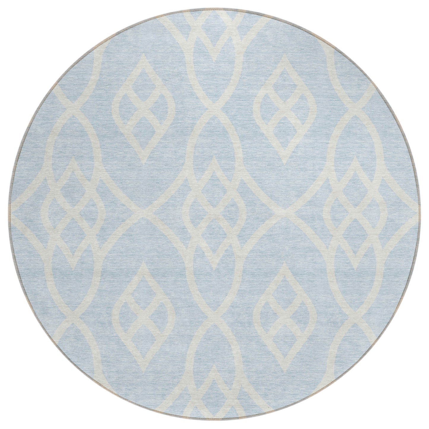 Tabselect Home Line 8' Sky Blue And Ivory Round Trellis Washable Indoor Outdoor Area Rug