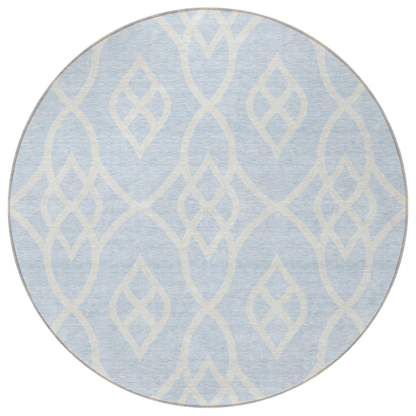Tabselect Home Line 8' Sky Blue And Ivory Round Trellis Washable Indoor Outdoor Area Rug