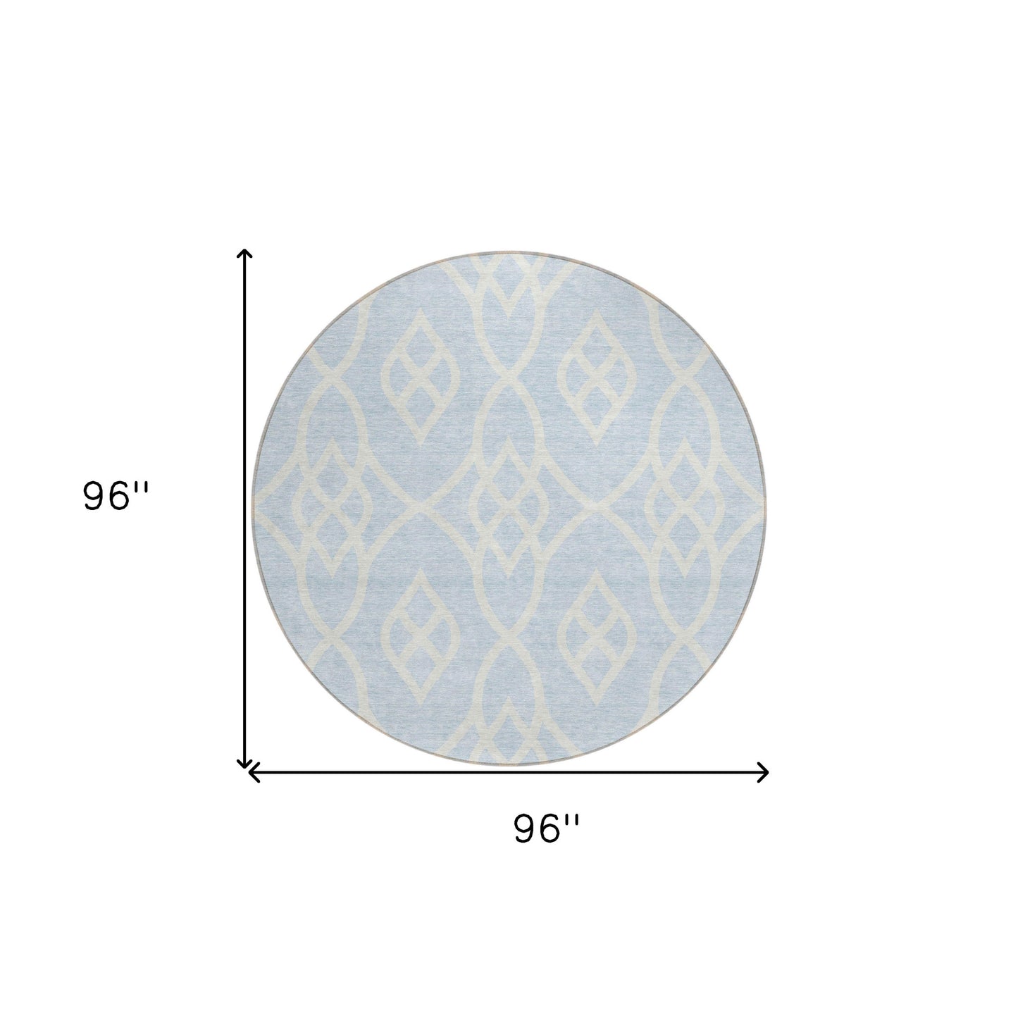 Tabselect Home Line 8' Sky Blue And Ivory Round Trellis Washable Indoor Outdoor Area Rug