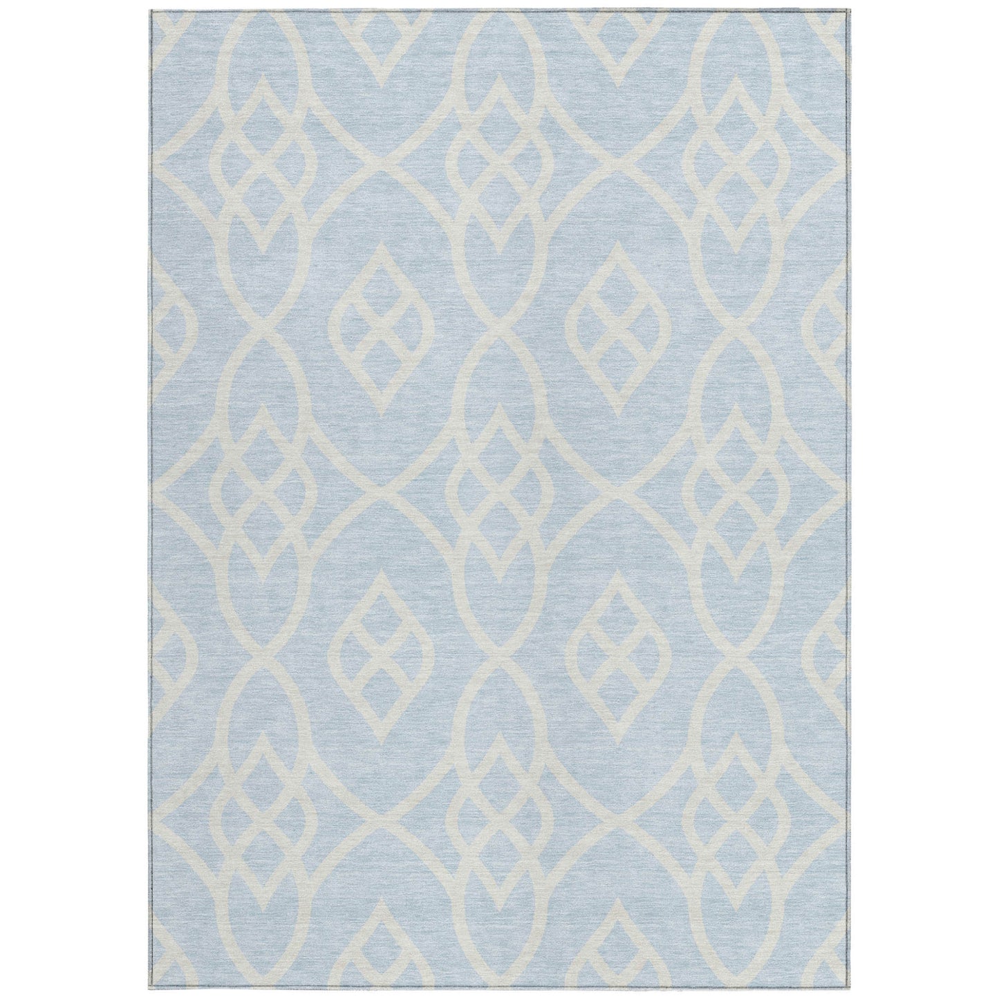 Tabselect Home Line 8' X 10' Sky Blue And Ivory Trellis Washable Indoor Outdoor Area Rug