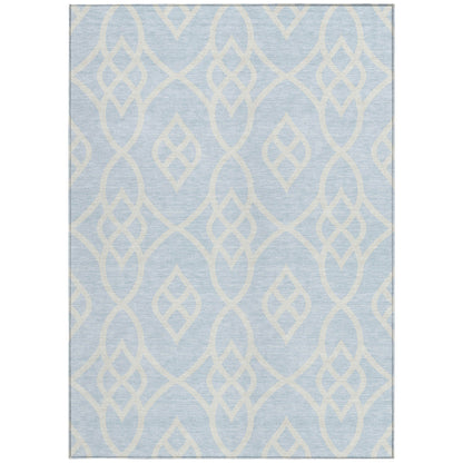 Tabselect Home Line 8' X 10' Sky Blue And Ivory Trellis Washable Indoor Outdoor Area Rug