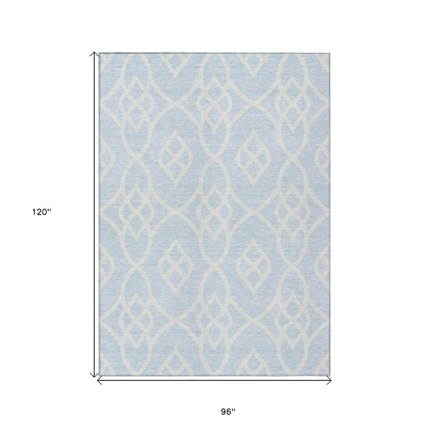 Tabselect Home Line 8' X 10' Sky Blue And Ivory Trellis Washable Indoor Outdoor Area Rug