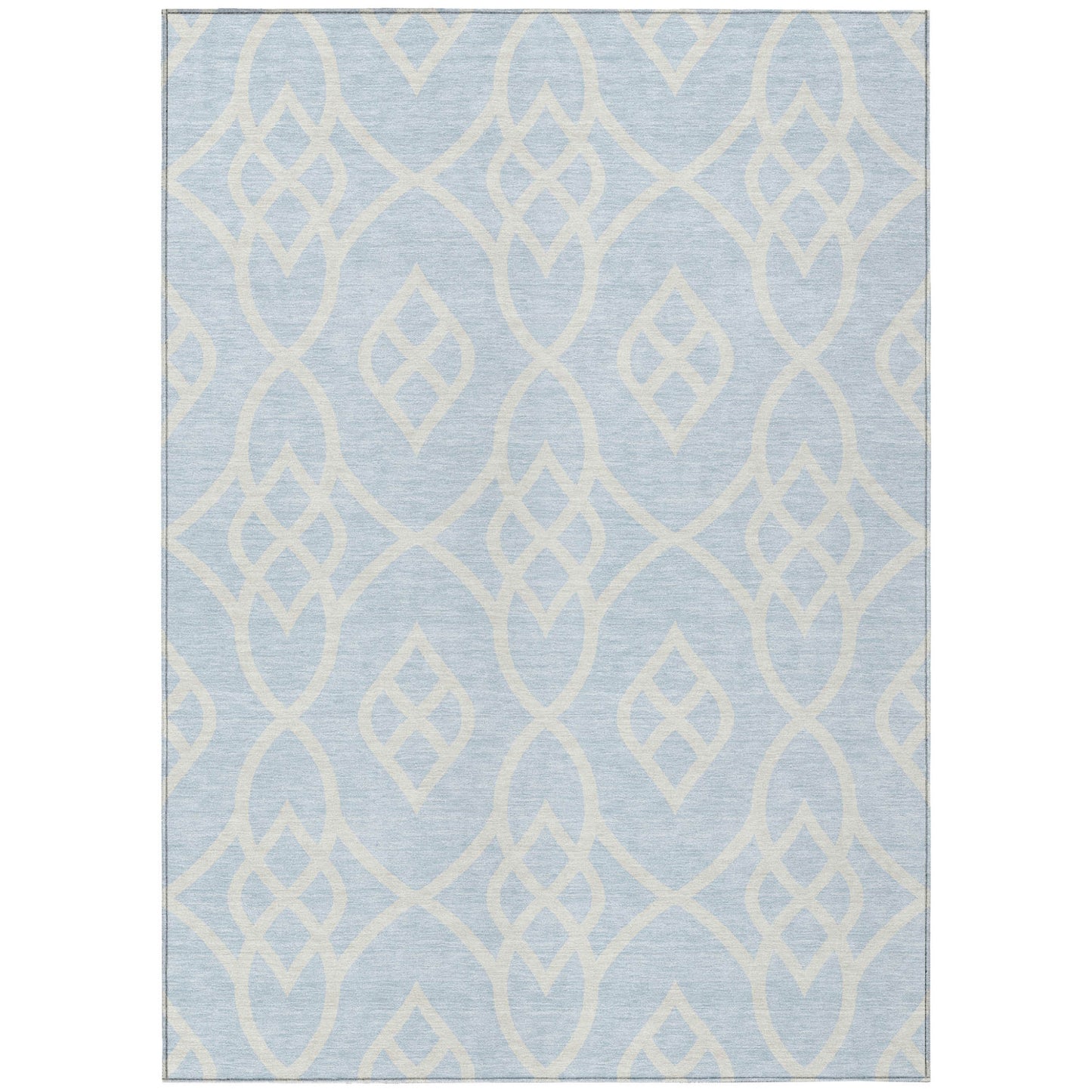 Tabselect Home Line 8' X 10' Sky Blue And Ivory Trellis Washable Indoor Outdoor Area Rug