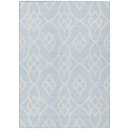 Tabselect Home Line 8' X 10' Sky Blue And Ivory Trellis Washable Indoor Outdoor Area Rug