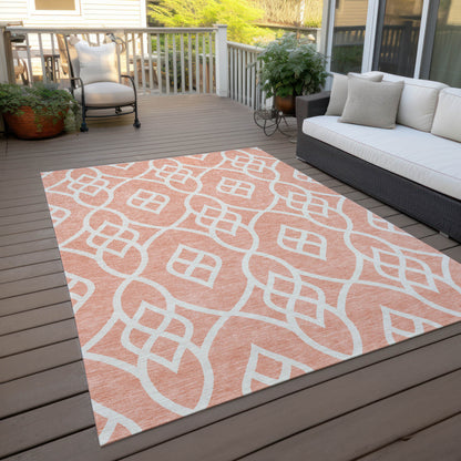 Tabselect Home Line 5' X 8' Salmon And Ivory Trellis Washable Indoor Outdoor Area Rug