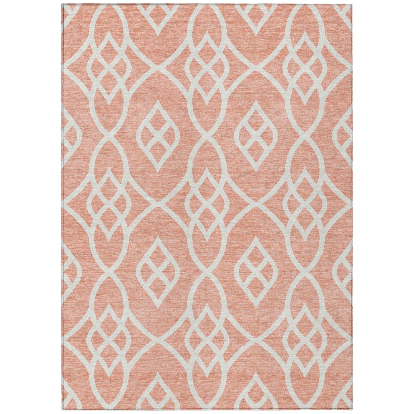 Tabselect Home Line 5' X 8' Salmon And Ivory Trellis Washable Indoor Outdoor Area Rug