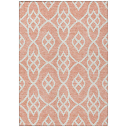 Tabselect Home Line 5' X 8' Salmon And Ivory Trellis Washable Indoor Outdoor Area Rug