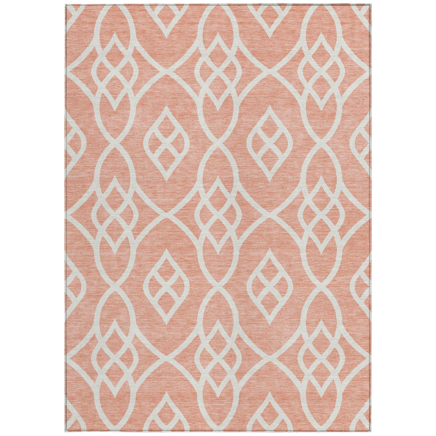 Tabselect Home Line 5' X 8' Salmon And Ivory Trellis Washable Indoor Outdoor Area Rug