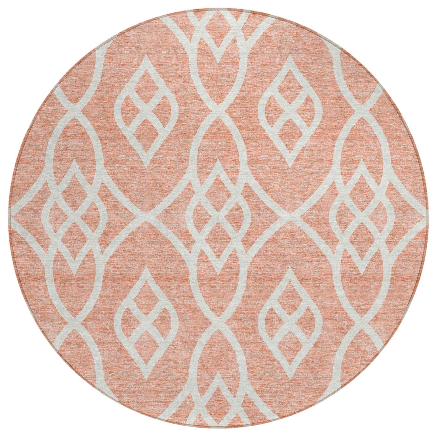 Tabselect Home Line 8' Salmon And Ivory Round Trellis Washable Indoor Outdoor Area Rug