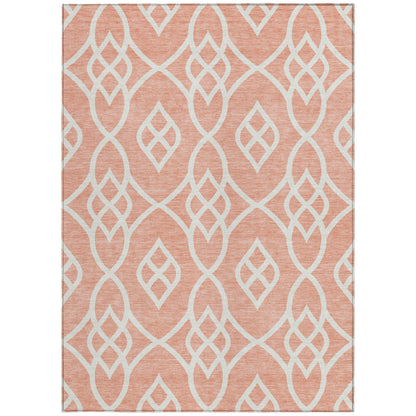 Tabselect Home Line 8' X 10' Salmon And Ivory Trellis Washable Indoor Outdoor Area Rug