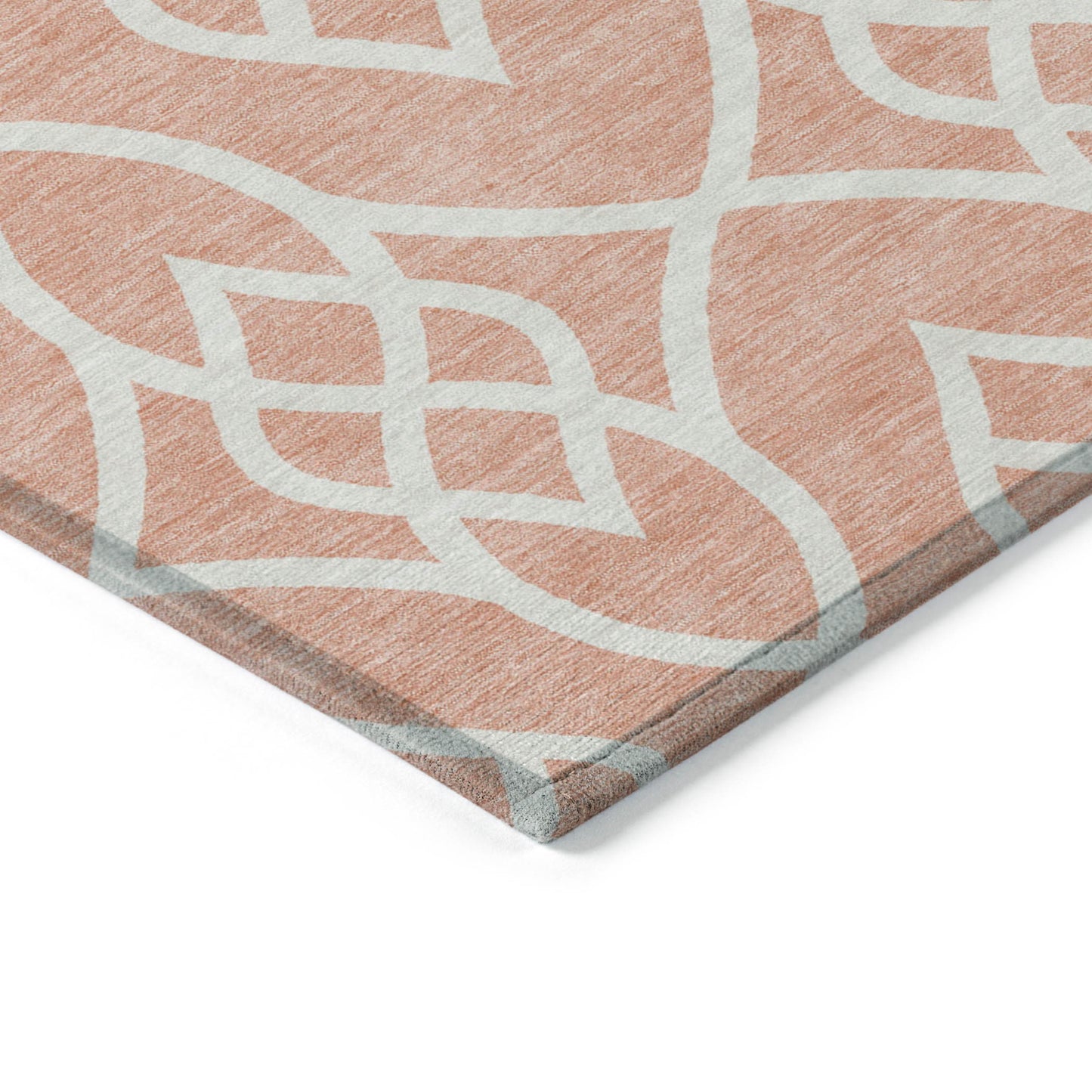 Tabselect Home Line 8' X 10' Salmon And Ivory Trellis Washable Indoor Outdoor Area Rug